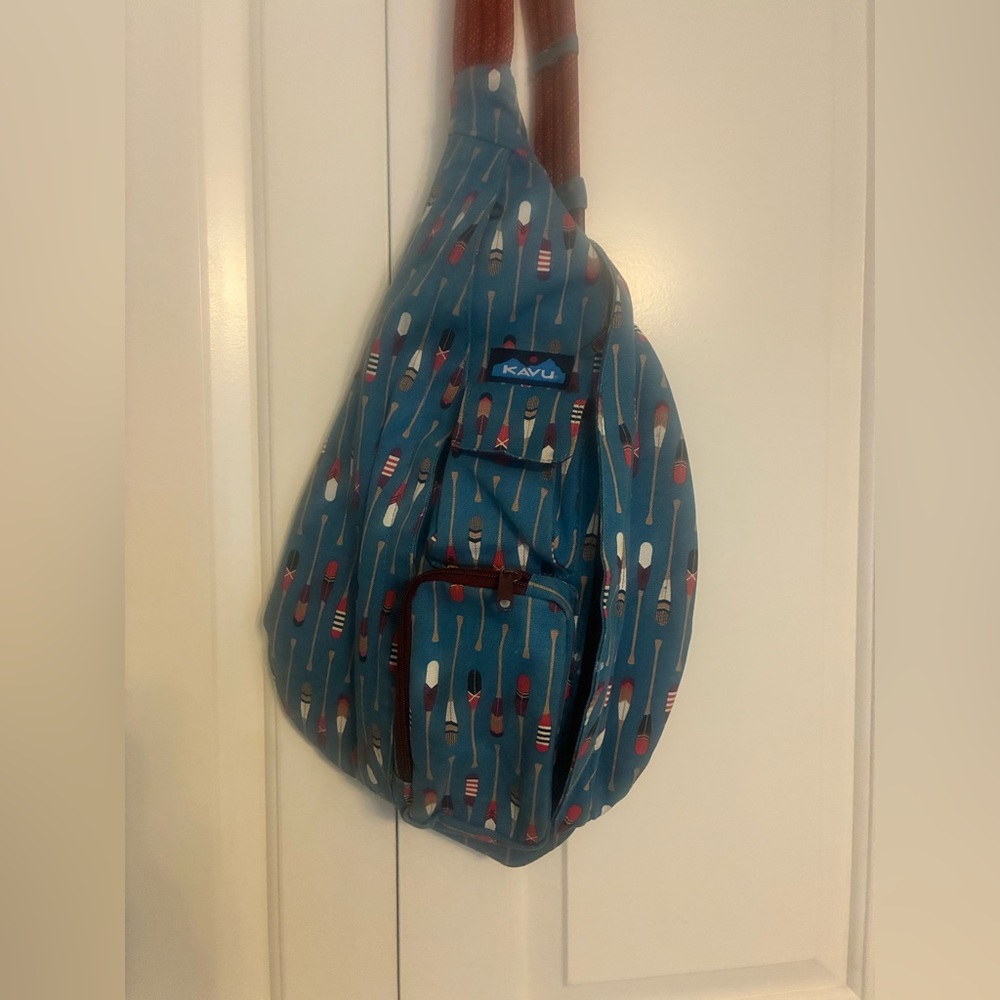 Kavu Rope Sack/Bag Paddle Print Nylon Sling Backpack Boho Outdoors Sports